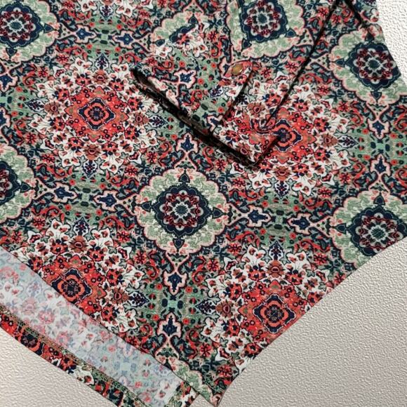 Y2K Cocomo Floral Print Asymmetrical Hem Quarter Sleeves Top Size Large Petite - Picture 3 of 8